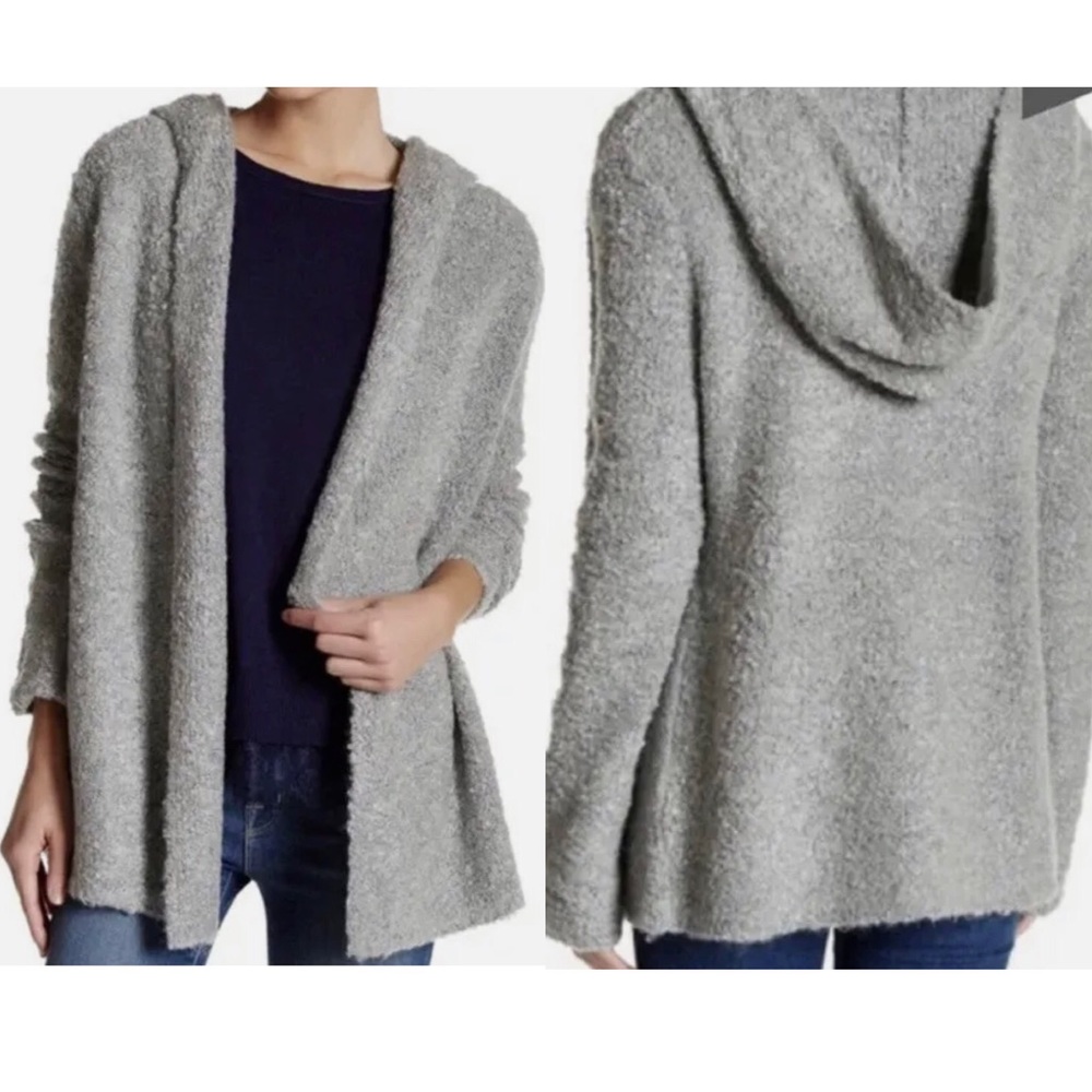 Joie | Wool Blend Gray Handwyn Boucle Hooded Cardigan